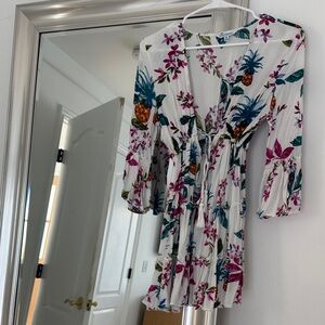 Nordstrom White Tropical Print swim coverup